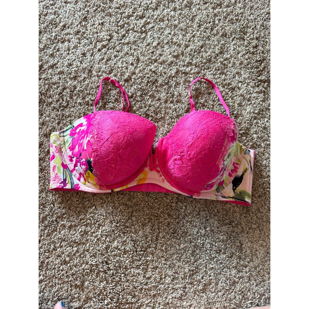 Cacique pink lacy floral bra